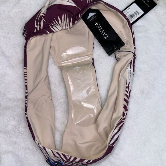 TAVIK REIGN Swim Top PRINT LATONA PALM MERLOT & ALI Moderate Swim Bottom Size Sm - Picture 6 of 11